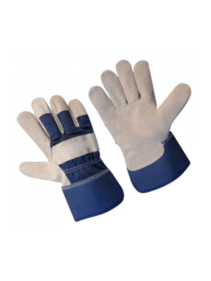 BLUE CUFF LEATHER PALM SAFETY GLOVES