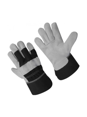 BLACK CUFF LEATHER PALM SAFETY GLOVES