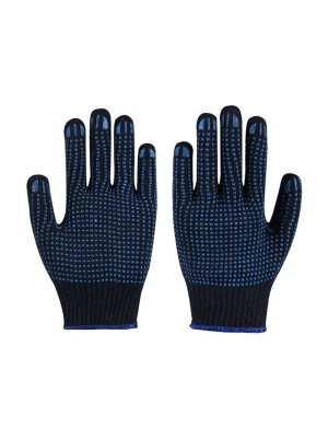 BLUE COTTON GLOVES WITH DOUBLE SIDE PVC DOTS