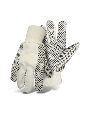 WHITE COTTON GLOVES WITH BLACK PVC DOTS