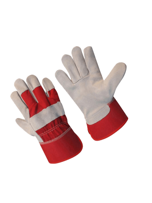 RED CUFF LEATHER PALM SAFETY WORKING GLOVES