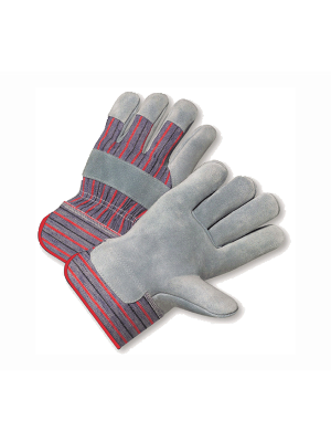 BLUE CUFF WITH RED & BLACK LINING LEATHER PALM SAFETY GLOVES